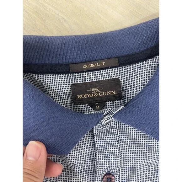 Rodd & Gunn Polo Shirt Original Fit Check Blue Men's M 100% Cotton Luxury Logo - Picture 6 of 6